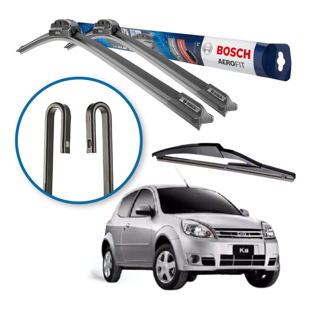 3 Palhetas Dianteira E Traseira Bosch Ford Ka 2002 A 2010 em Oferta na Shopee