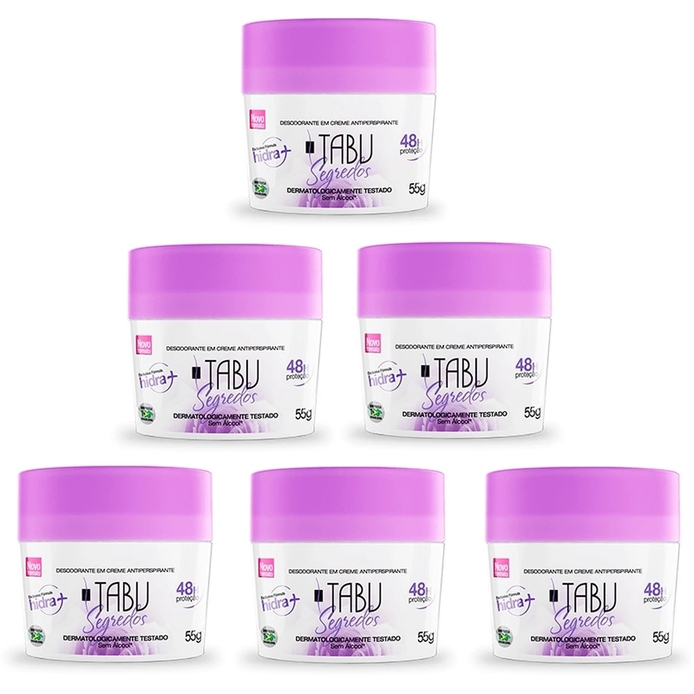 Kit 6 unid - Desodorante Creme Antitranspirante Tabu Segredos 55G — imagem 1