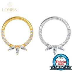 LOMISS Piercing Septril Rook Conch Nariz Argola Titânio Segmento Articulado Zircônia Cravejada Daith Septo Orelha