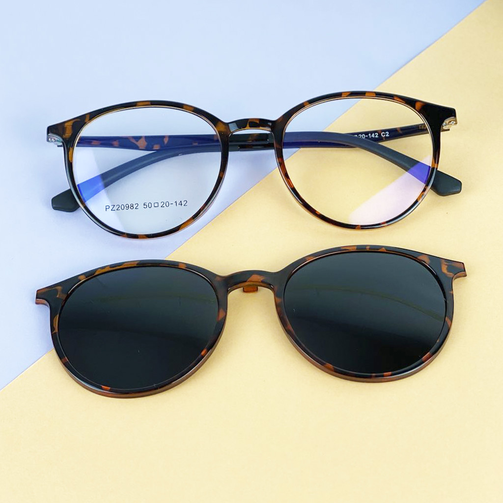 Armação De Óculos Feminino Flexivel Leve Varias Cores + Clipon Polarizado Cf463