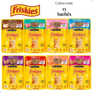 Kit 15 unid Sachê Friskies Alimento Úmido Gatos Carne Frango Atum Peixe Branco Cordeiro Salmão Peru em Oferta na Shopee