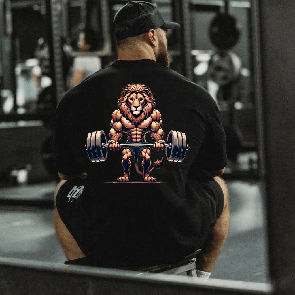 Camiseta Oversized Streetwear Estampada Masculino 100% Algodão Leão Squat Maromba
