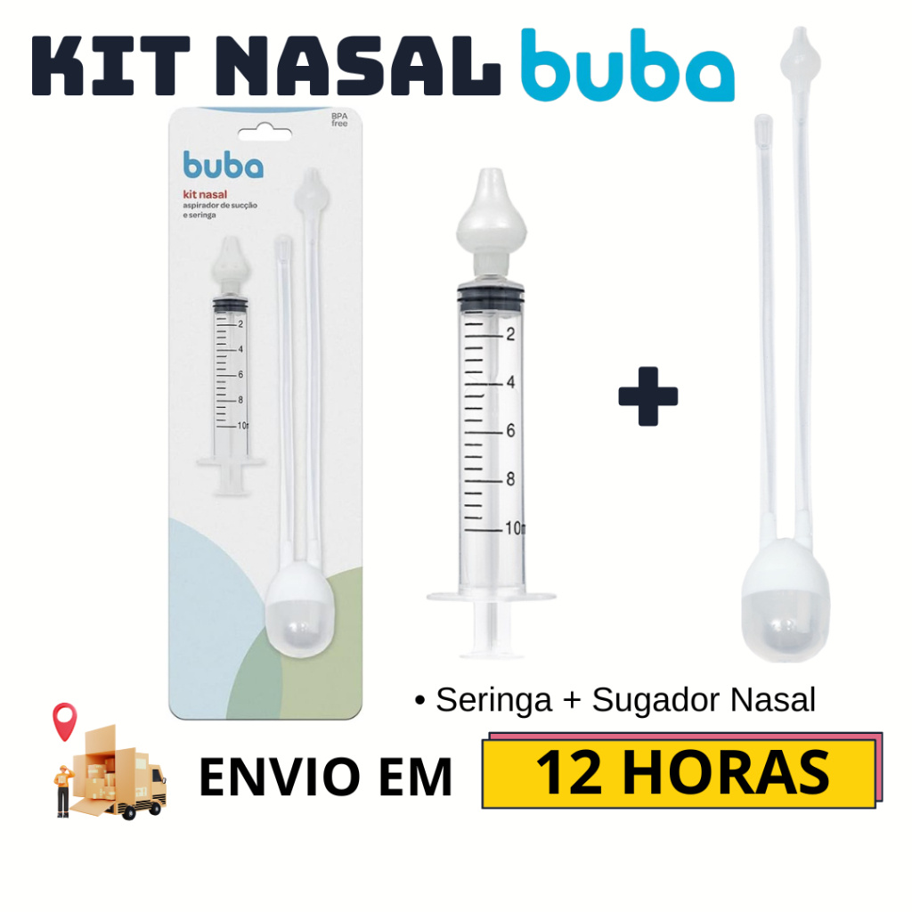 Kit Lavagem Nasal Aspirador + Seringa Buba Silicone
