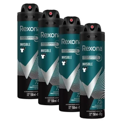 Kit 4 Desodorantes Rexona Men Antitranspirante Aerossol Invisible 150ml