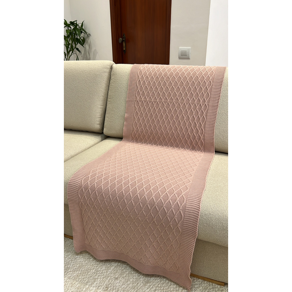 Peseira Manta Tricot Sala Cama Casal Sofá 180x60cm Veneza