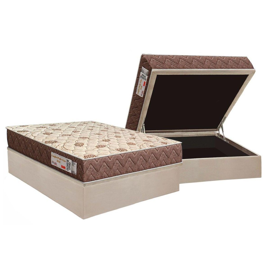 Conjunto Box Baú Casal: Colchão Espuma Orthoflex D33 Comfortpedic + Base CRC Suede Clean(138x188) - Home & Living
