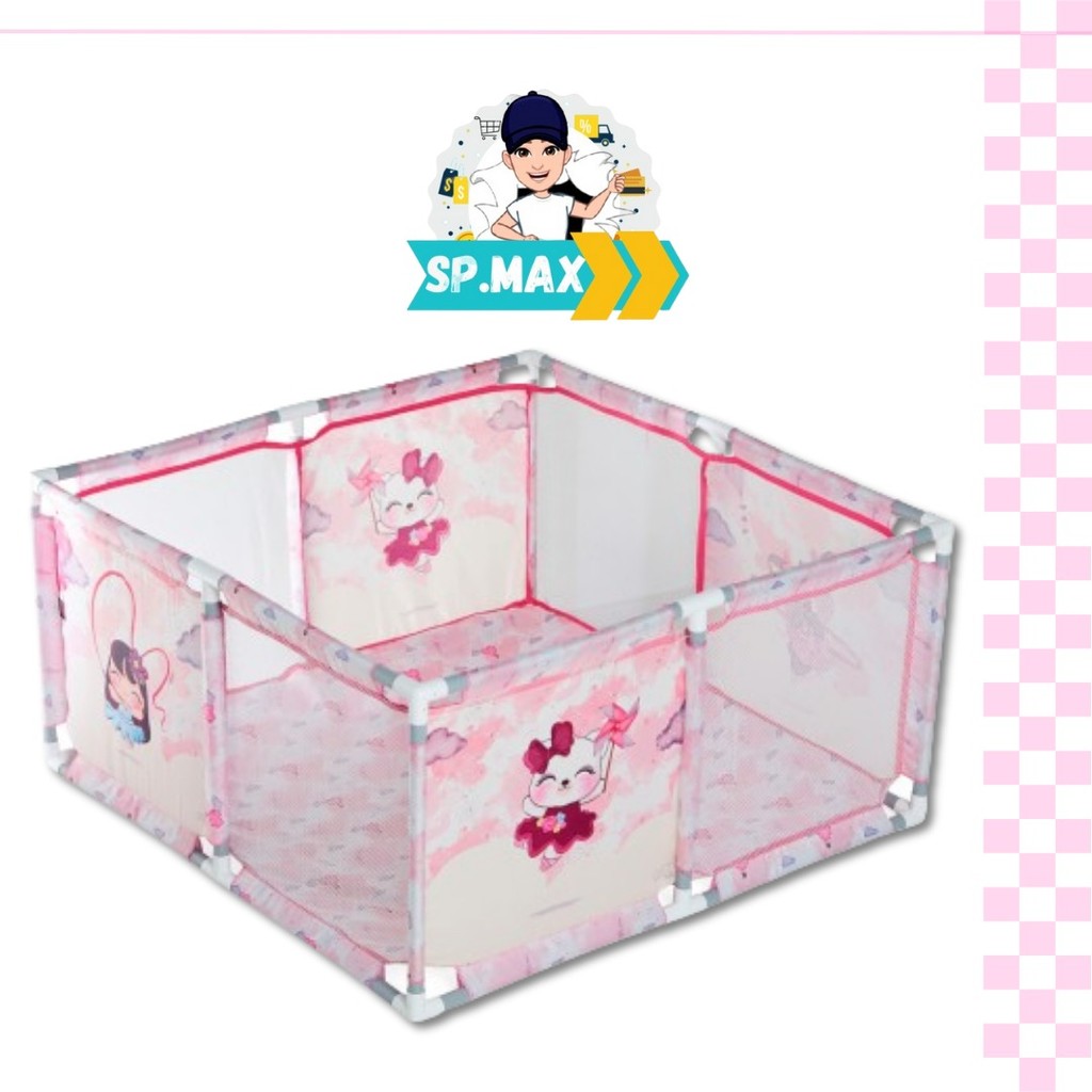 Cercadinho Quadrado Infantil PlayPen Chiqueiro Portátil Replay Kids – Ballet - Rosa
