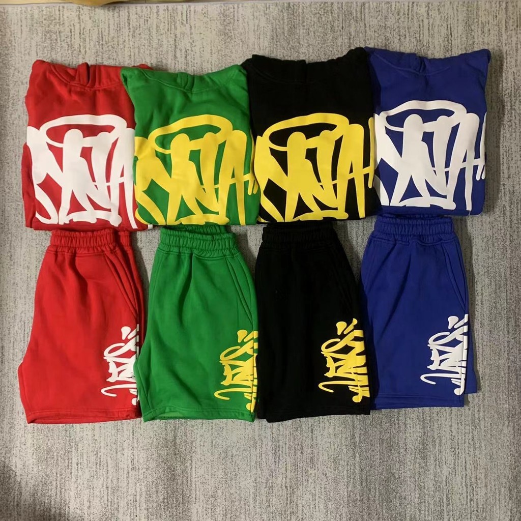 Unissex Masculino E Feminino Moda Hoodies + Shorts Conjunto De Duas Peças Monograma Impressão No Peito Solto Casual