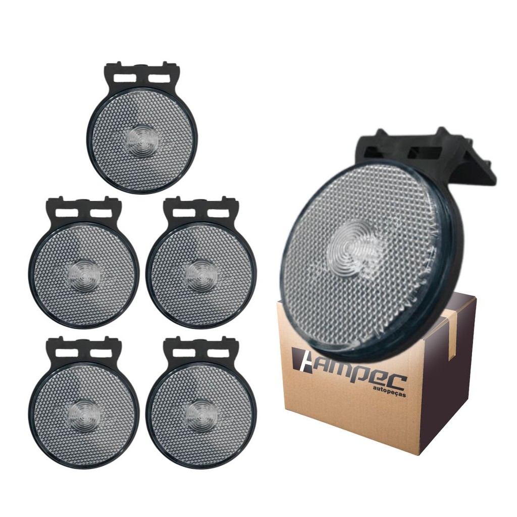 Kit 6 Lanterna Lateral LED Para Carreta Caminhão Trailer Reboque Com Suporte Cristal P 65mm