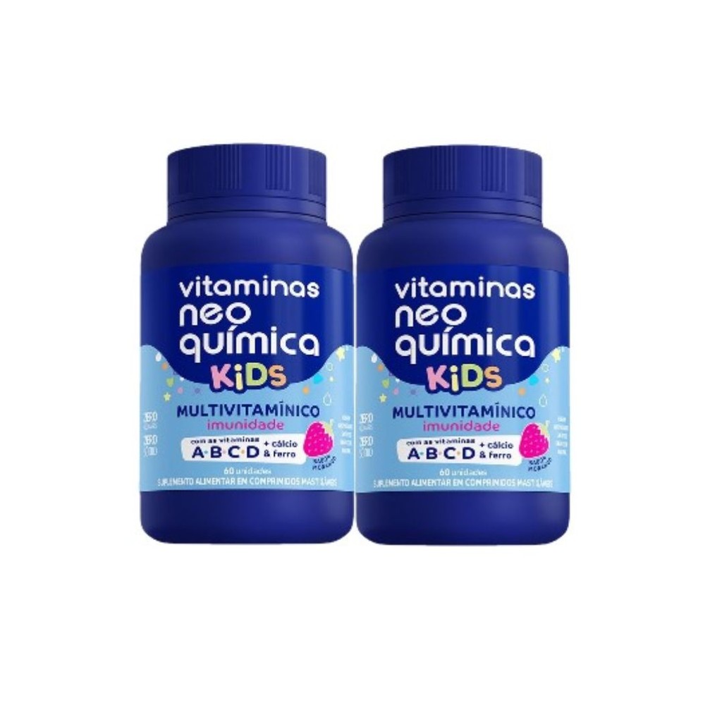 Kit 2x Vitamina Kids Morango 60 Comp Mastigáveis -NeoQuimica