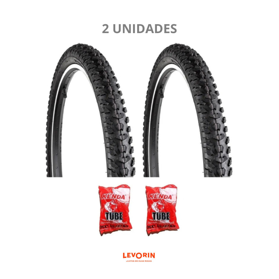 Par Pneu Bicicleta Levorin Excess 26x1.95 + 2 Camaras Kenda - 2UN