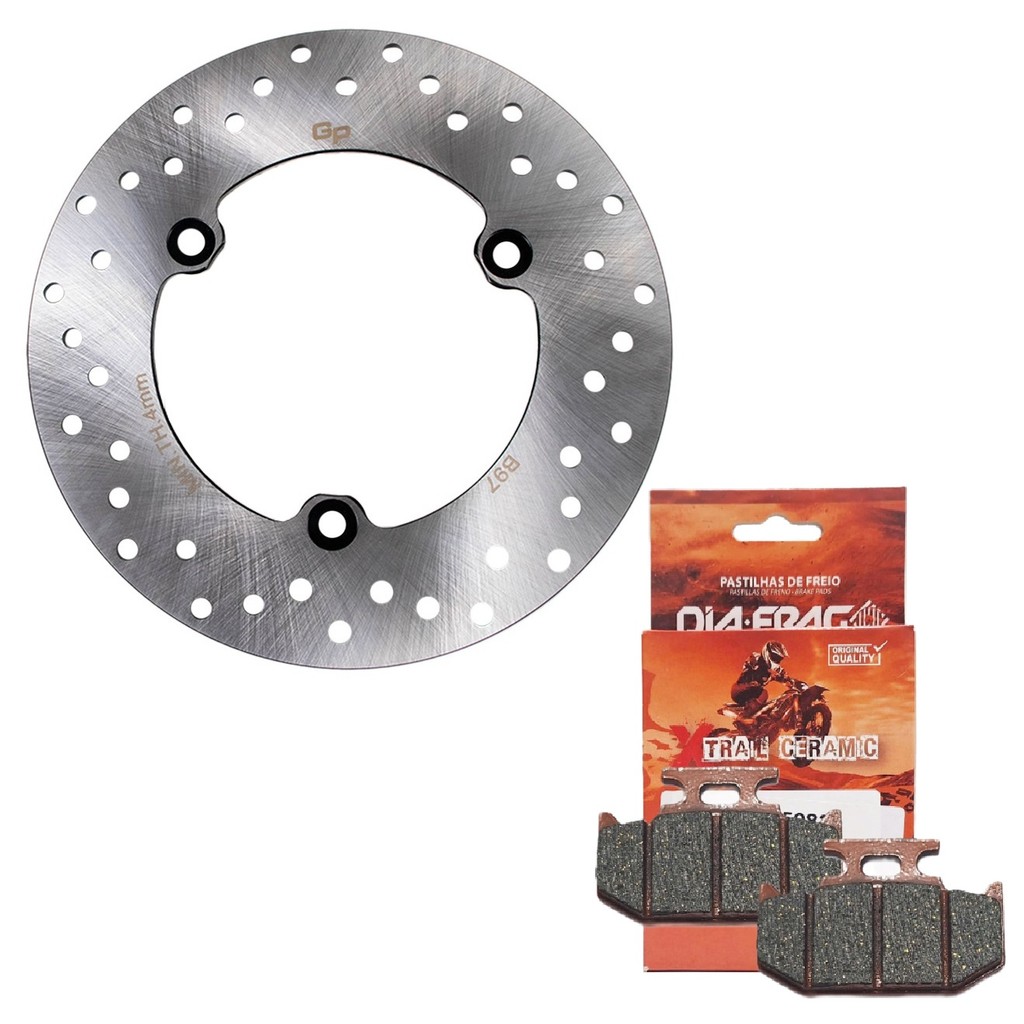 Disco de Freio Traseiro Fz25 250 Abs / Fz15 150 Abs + Pastilhas Cerâmica Diafrag em Oferta na Shopee