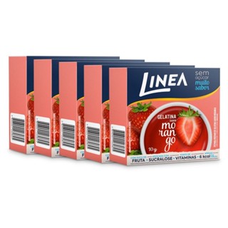 Gelatina Em Pó Linea Sabor Morango 10g - 5 unidades em Oferta na Shopee