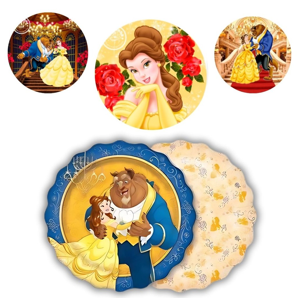 8 PRATO BOLO FESTA  BELA E A  FERA  DE PAPEL 18 CM REGINA em Oferta na Shopee