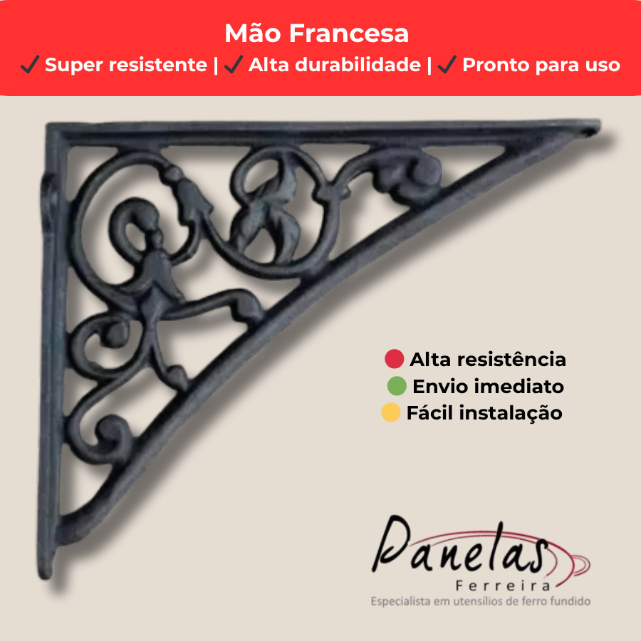 Mão Francesa De Ferro Decorativo Suporte Para Prateleira Cantoneira Resistente Suporte  23x28