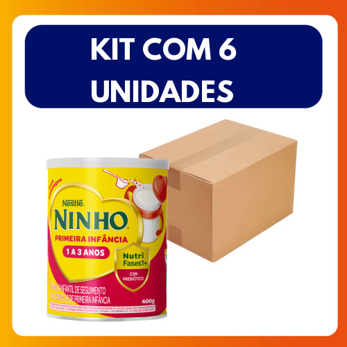 Kit com 6 Unidades Leite Po Infantil Ninho 400g Lata Fases 1+
