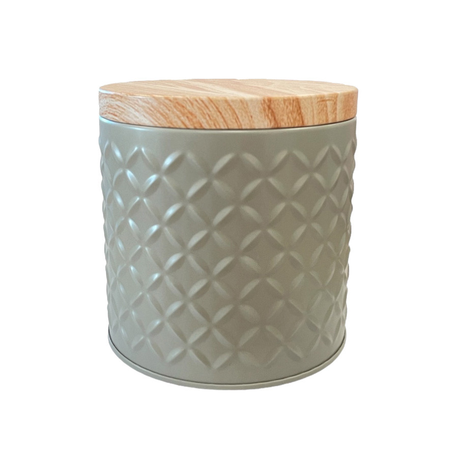 Lata pote de Metal Redonda Texturizada - Cinza - 10x10cm - 1 unidade - Rizzo em Oferta na Shopee