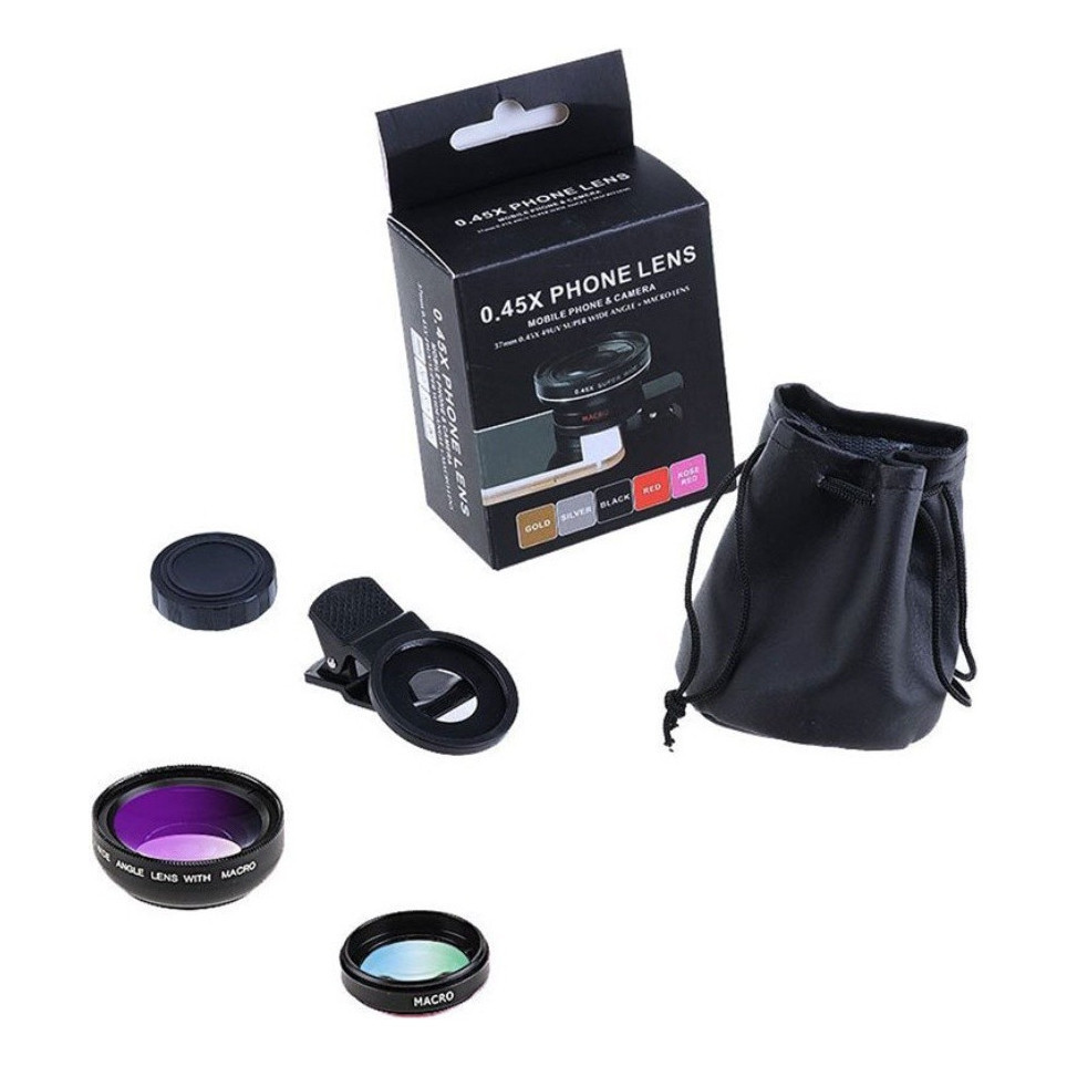 Lente Para Celular 0.45x Grande Angular + Macro Universal Clip HD Smartphone Android iPhone