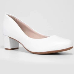 Scarpin Beira Rio Boneca Salto Bloco Baixo - Branco