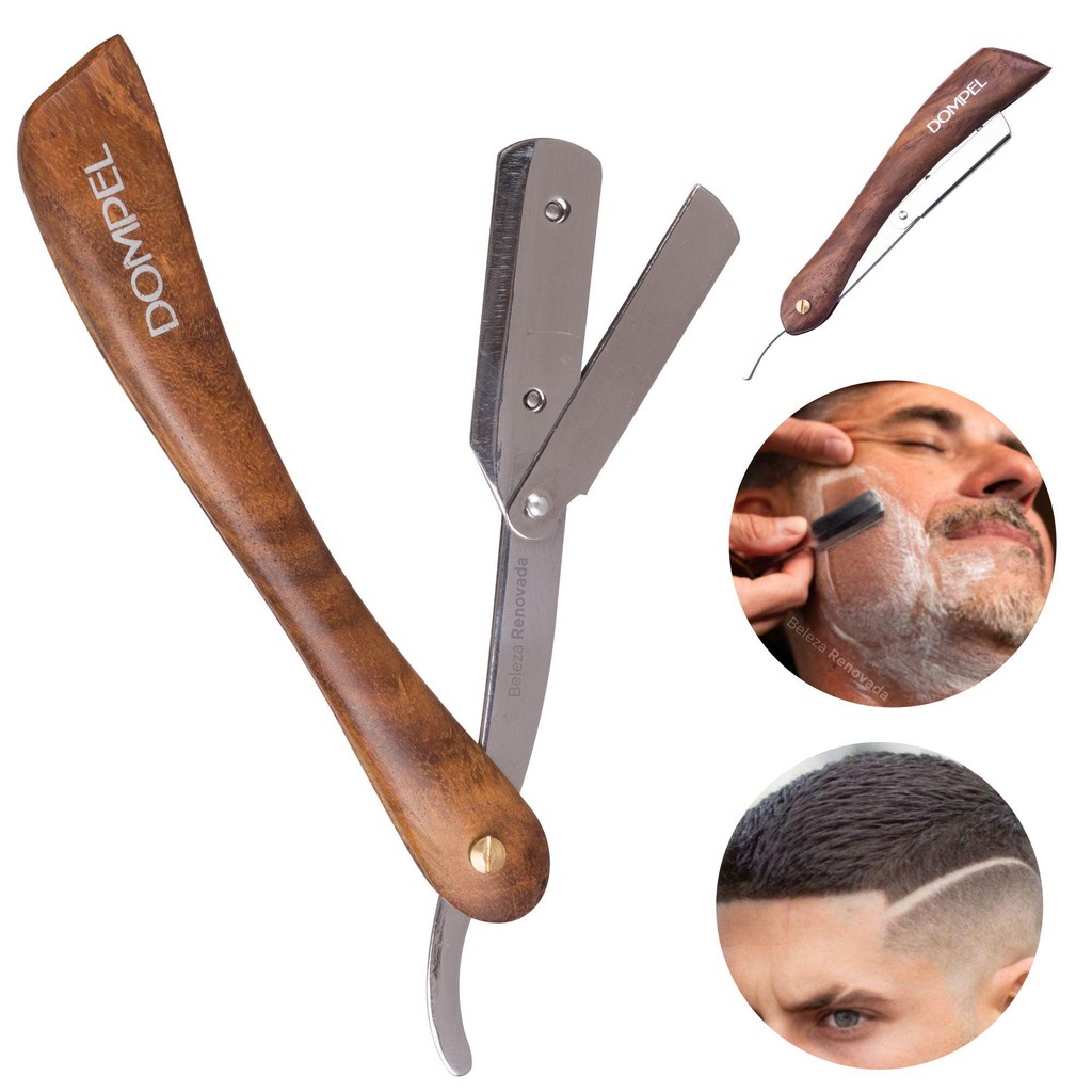 Navalhete Profissional Retrátil Cabo Madeira P/ Barbear em Oferta na Shopee