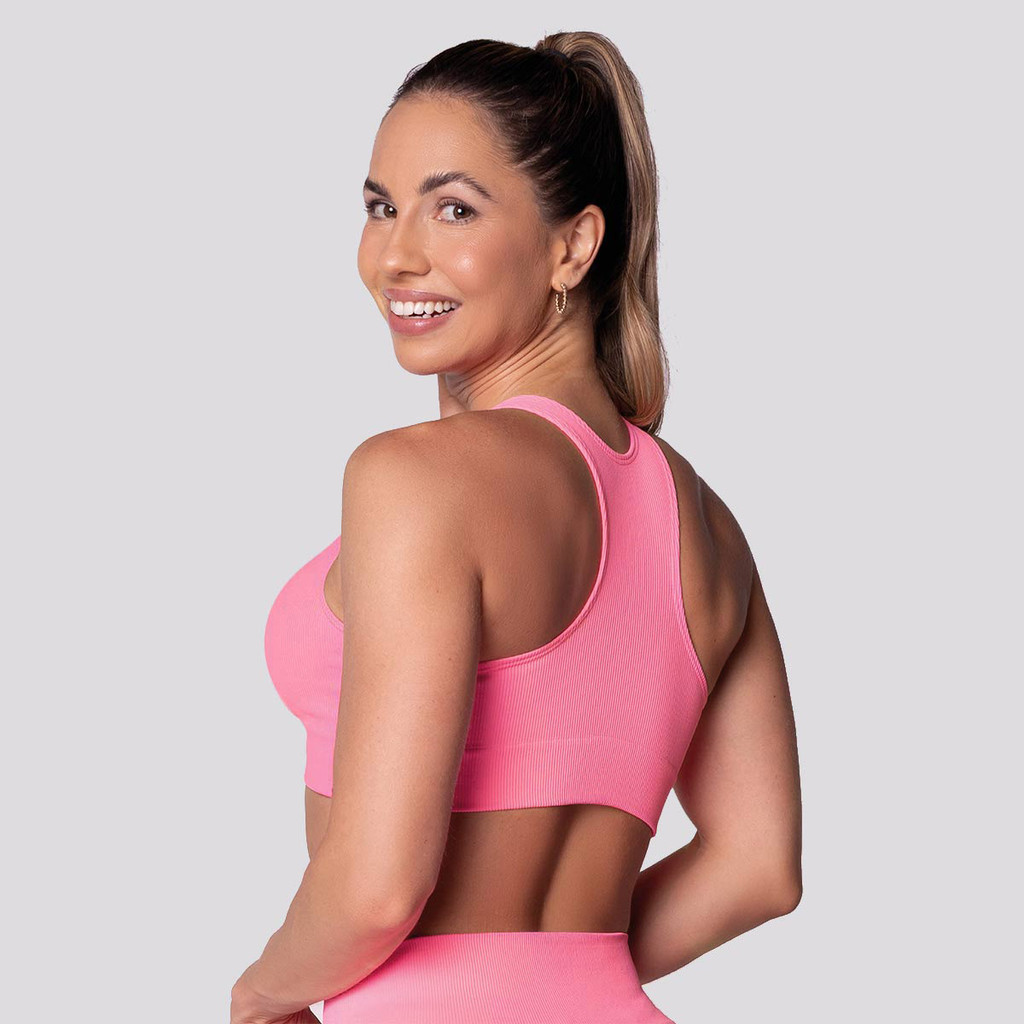 Top Canelado Selene Sem Costura Feminino Rosa Neon em Oferta na Shopee