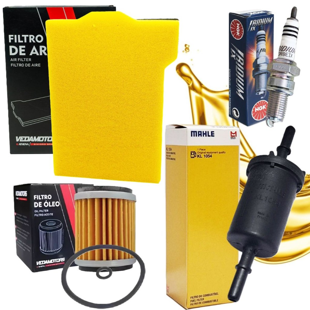 Kit de Filtros + Vela Iridium Fazer 250 2005-2015 / Lander 250 2007-2015