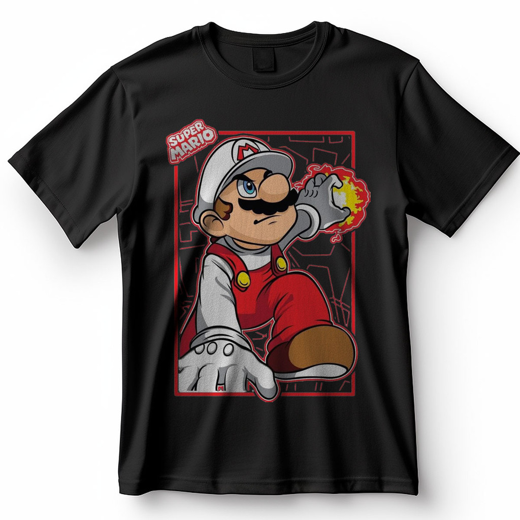 Camiseta Super Mario Fire Flower Bola De Fogo Blusa Camisa 100% Algodão