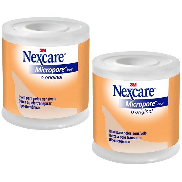 Kit com 2 Fita Micropore Nexcare Bege 50MM X 4,5M 3M - Health