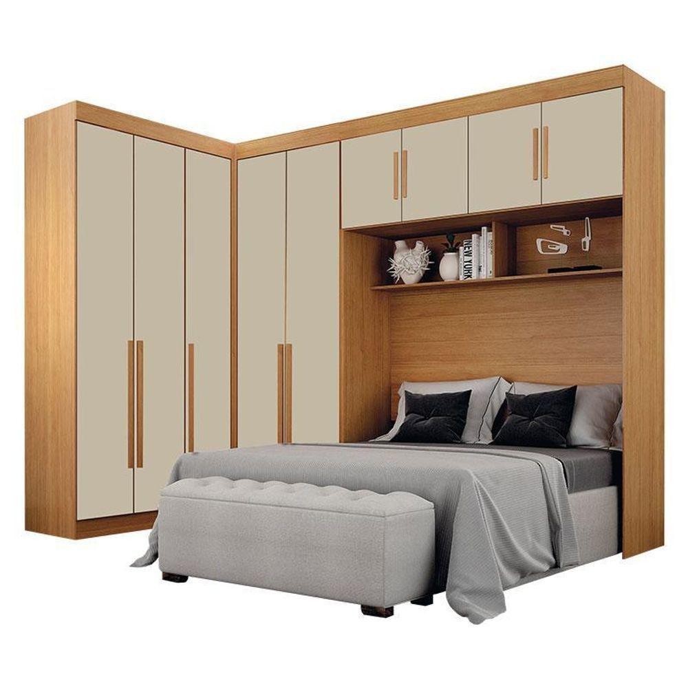 Quarto De Casal Modulado 9 Portas Orion Cinamomo Off White – Leifer Móveis em Oferta na Shopee