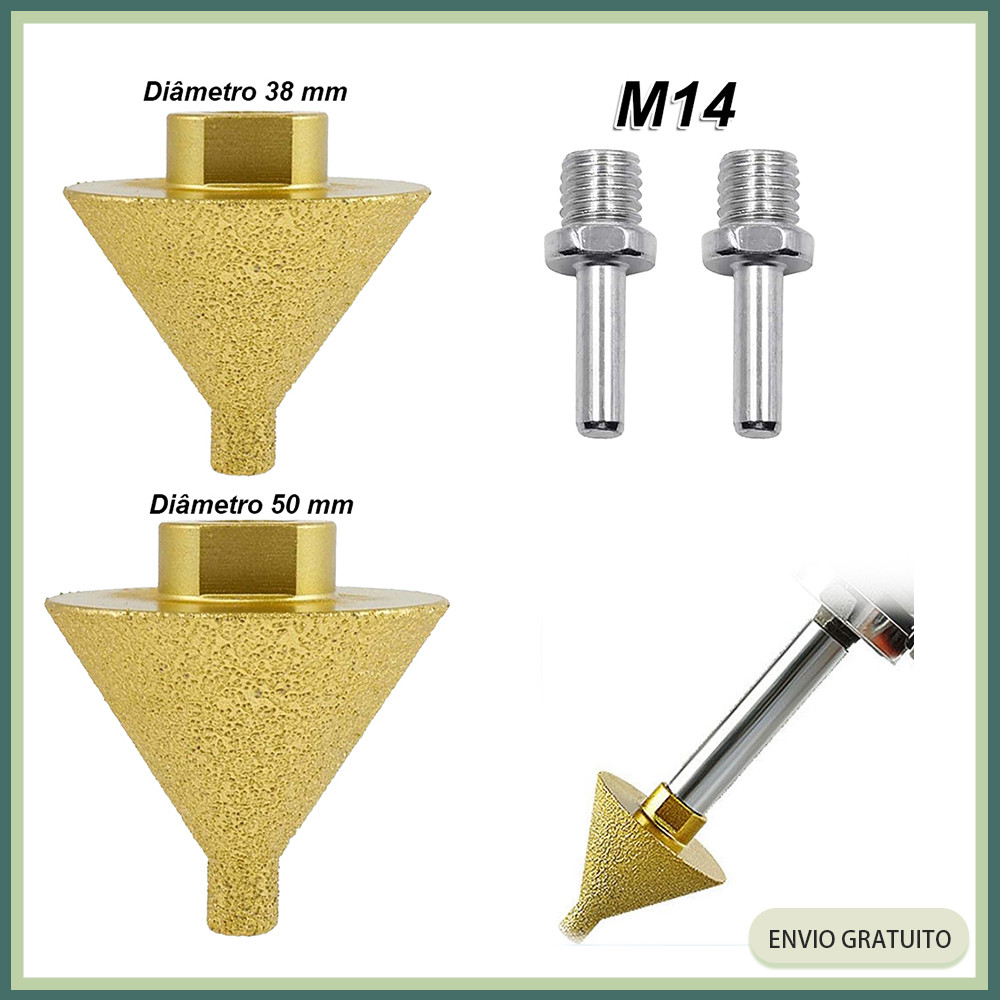 Escareador diamantado com rosca Brocas de escareador diamantado para rebarbadoras M14 Bielas 38mm/50mm
