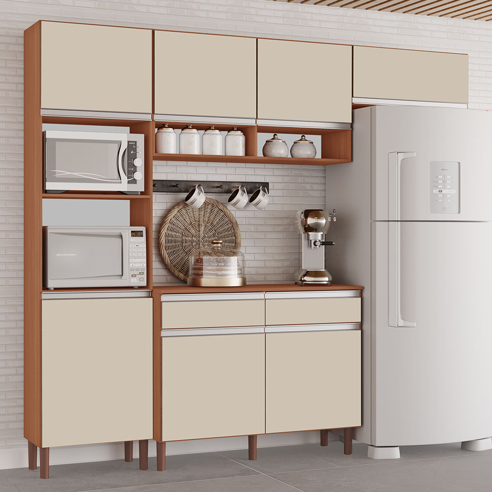 Cozinha Completa Modulada Virginia New 100% MDF Tuboarte 7 Portas e 2 Gavetas