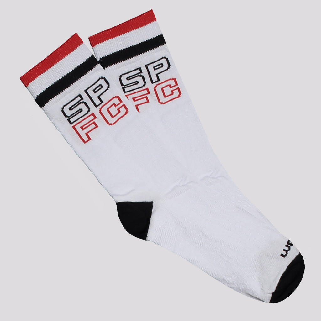 Meia São Paulo Casual Branca em Oferta na Shopee