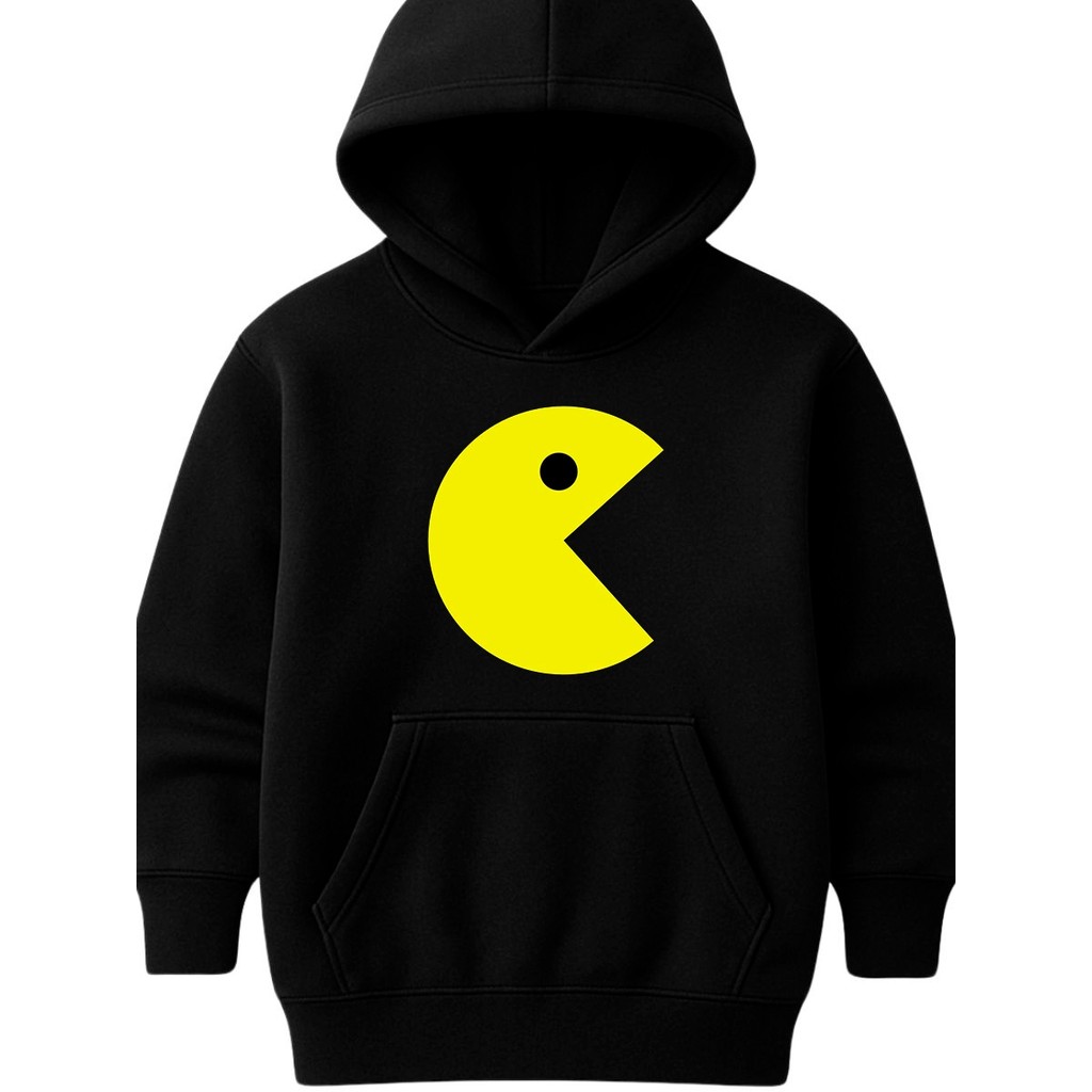 Moletom com Capuz Touca Jogo PacMan Retrô Blusa De Frio Casaco Game Pac-Man Unissex  Infantil Menino Menina