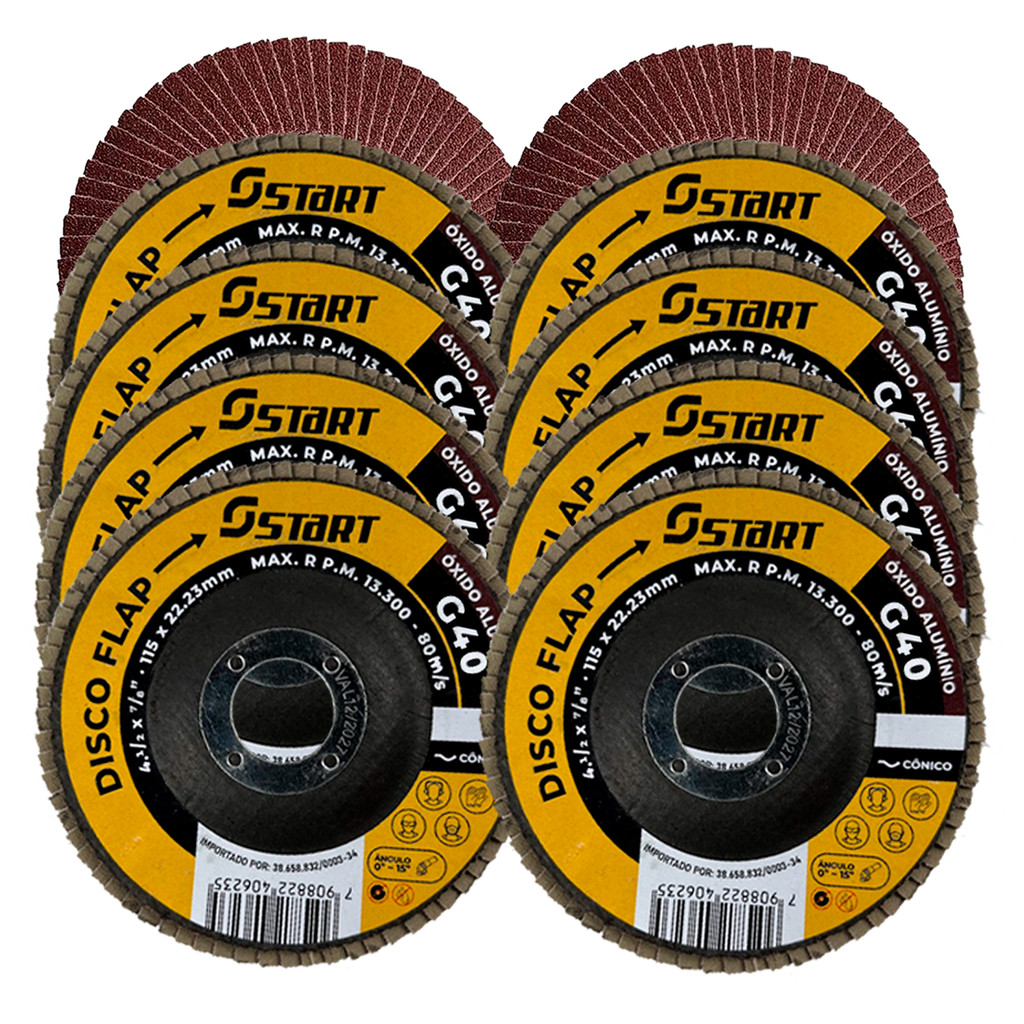 Kit 10 Peças Disco De Corte Flap 4.1/2 ( 115mm ) Grão 40 Oz - Home & Living