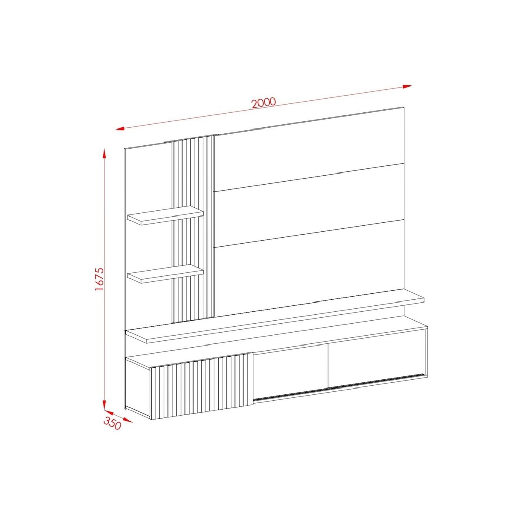 Detalhes do Painel para TV até 65 Polegadas LED Ripado 2 Portas Atena Cinamomo/Off White