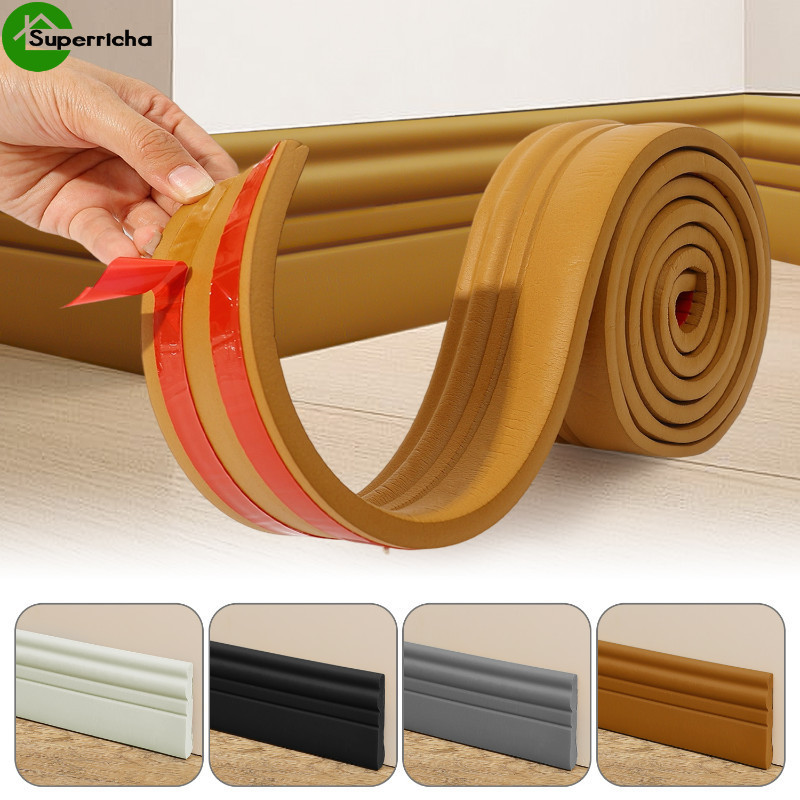Adesivo De Parede De Linha De Rodapé 3D De 2M/Rolo-Cintura De Piso Macio-Papel Autoadesivo-Engrossar , Anticolisão , À P