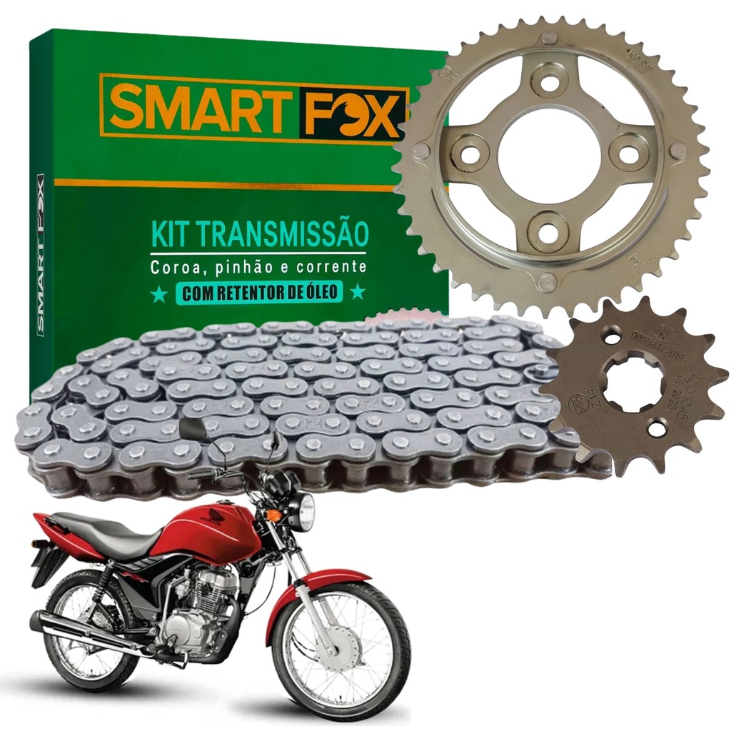 Kit Transmissão Relação Com Retentor Cg Fan 125 2009 2010 2011 2012 2013