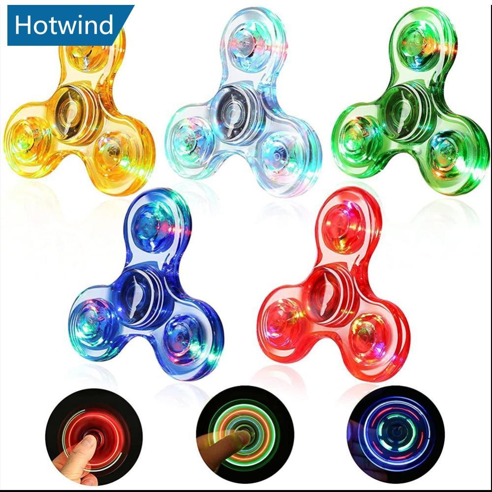 HW Cristal Luminoso LED Luz Fidget Spinner Mão Superior Spinners Brilho No Escuro EDC Alívio Do Estresse Brinquedos Cria