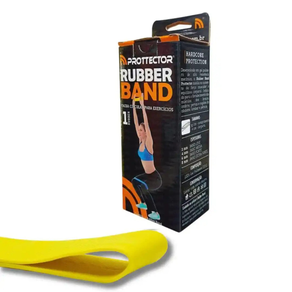 Faixa Elástica Rubber Band Prottector Leve Amarela – Para Treino e Fortalecimento e Mobilidade e Flexibilidade