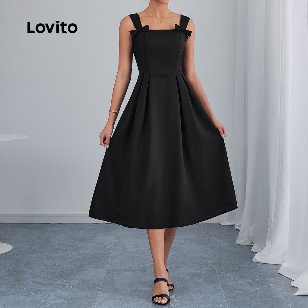 (Trendy) Lovito Vestido Elegante De Verão/Primavera Com Laço Para Mulheres LBL22345 - Women Clothes