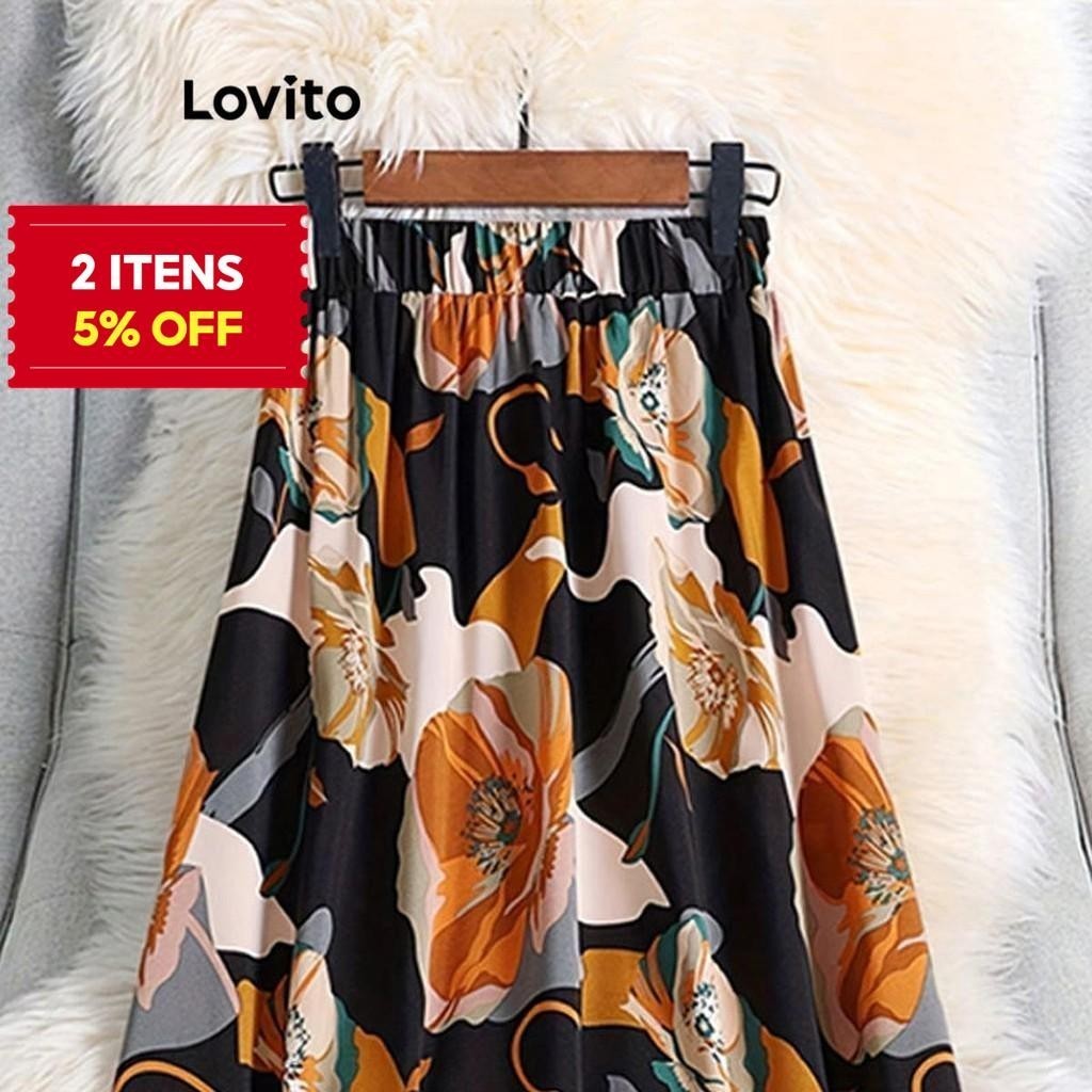 (Trendy) Lovito Saia Boho Floral Flores para Mulheres LNL67277(Multicolorido) em Oferta na Shopee
