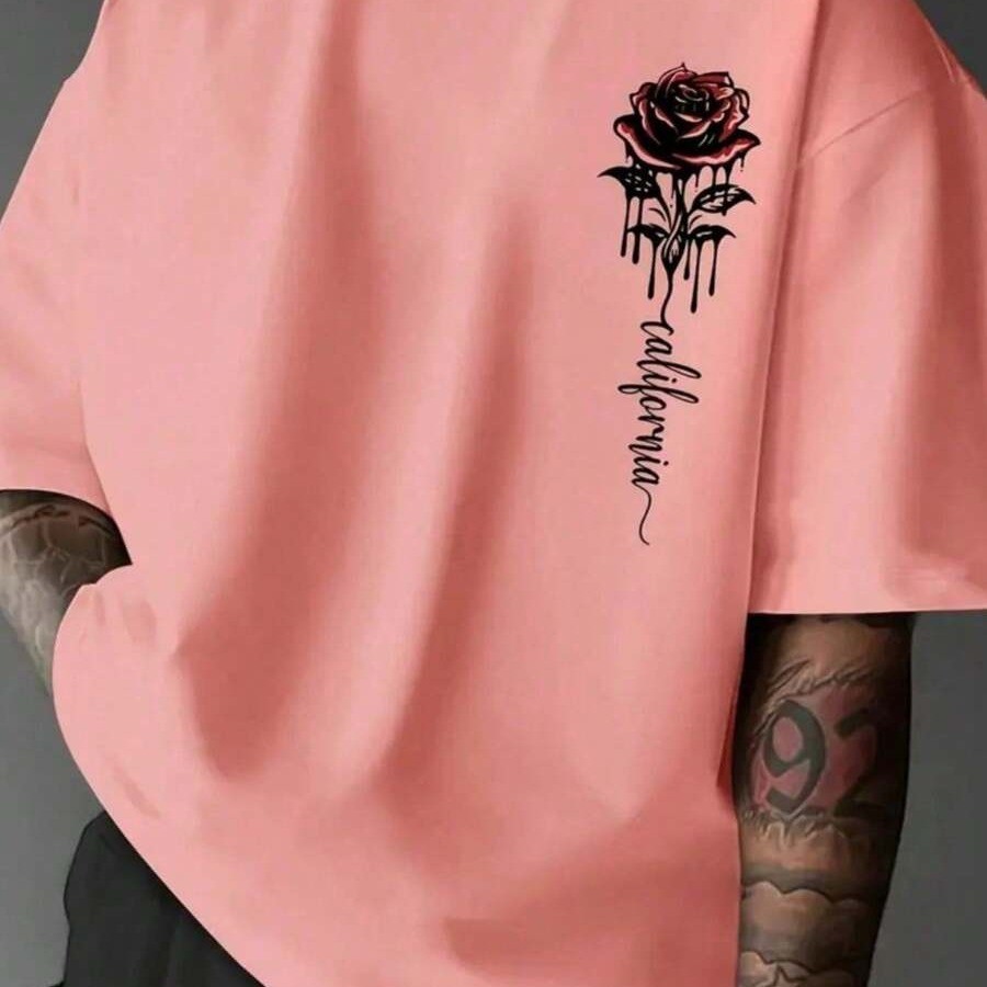 Camisa rosa california lançamento estampada 100% algodão