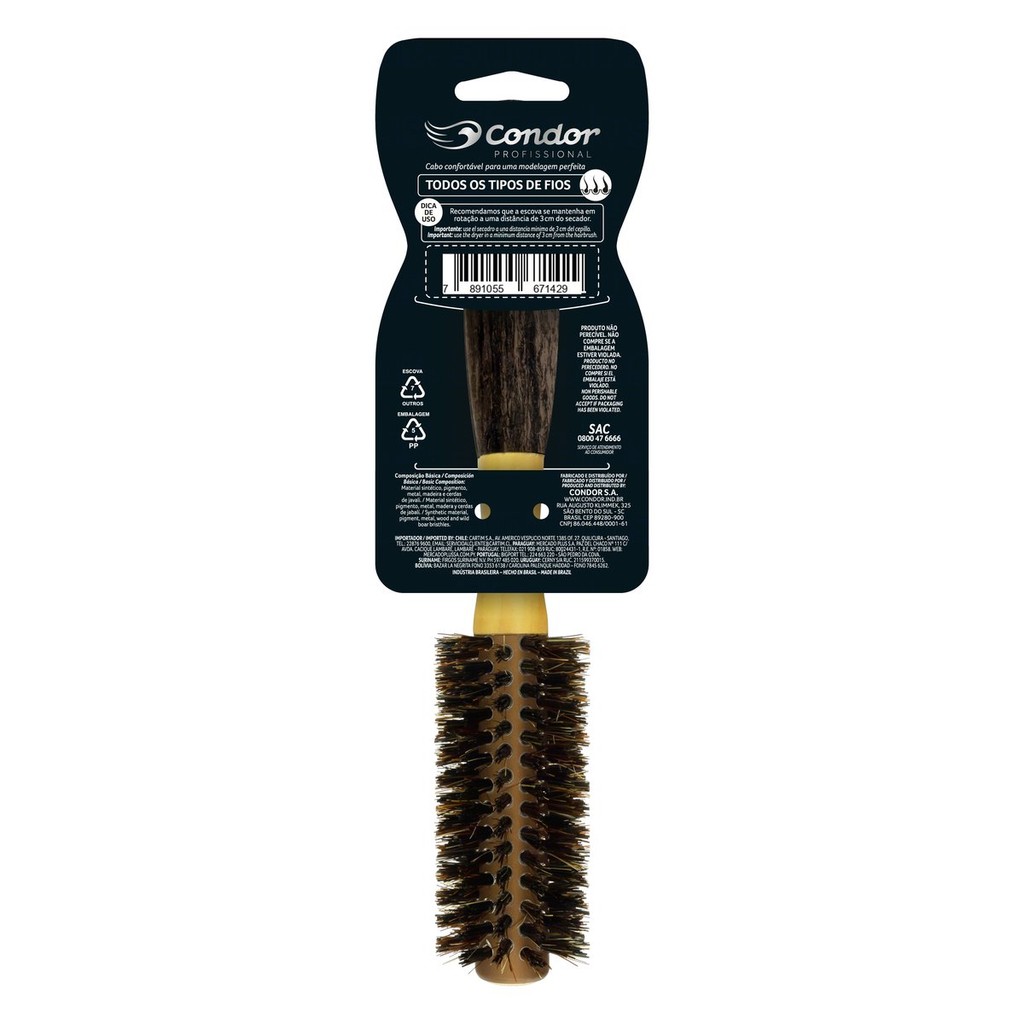 Detalhes do Escova Para Cabelo Profissional Condor Comfort Média