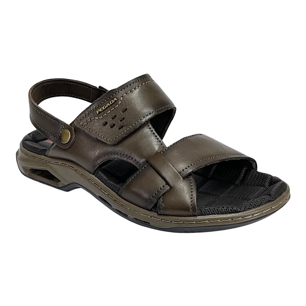 Sandália Pegada Free Masculina Couro 133234 Marrom Cravo