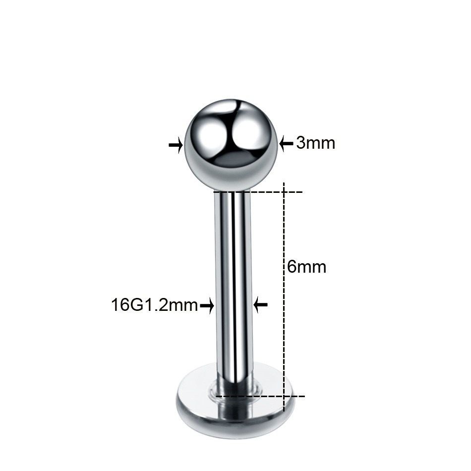 CARTELA 12 PECA DE Piercing DE Labret Pra queixo Tragus Conch Aço inoxidavel Bolinha — imagem 2 de 2
