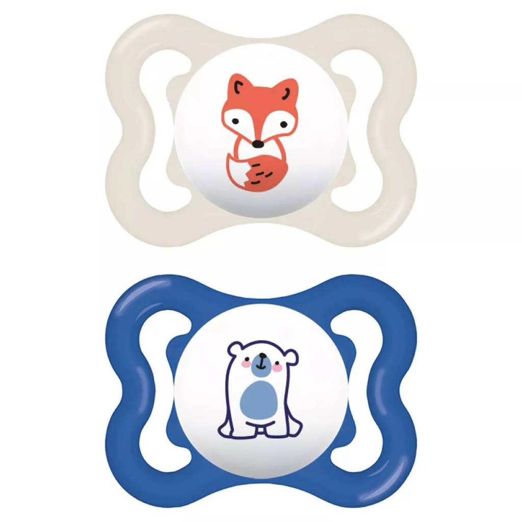 Kit com 2 Chupetas Supreme Bico de Silicone 0m+ Azul - MAM em Oferta na Shopee