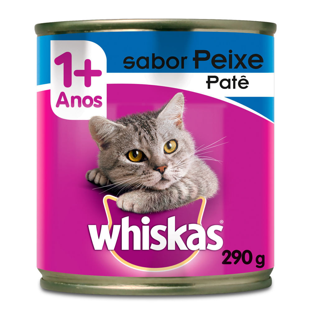 Ração para Gatos Whiskas Adulto 1+ Anos Patê Sabor Peixe Lata 290g - Pets