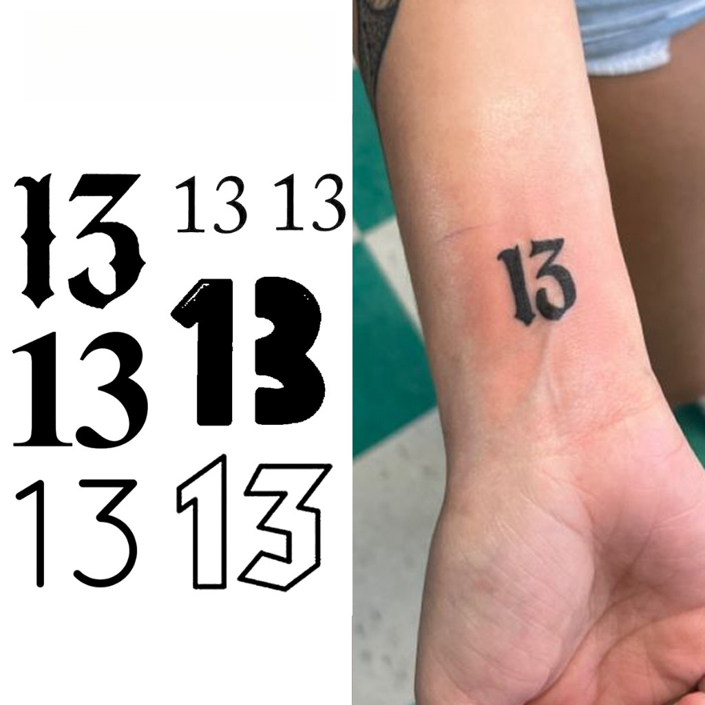 Tatuagem Temporária Número 13, Dura Até 15 Dias, Nova Tecnologia Mágica, Adesivo Semi-Permanente à Prova d'Água, Acessór