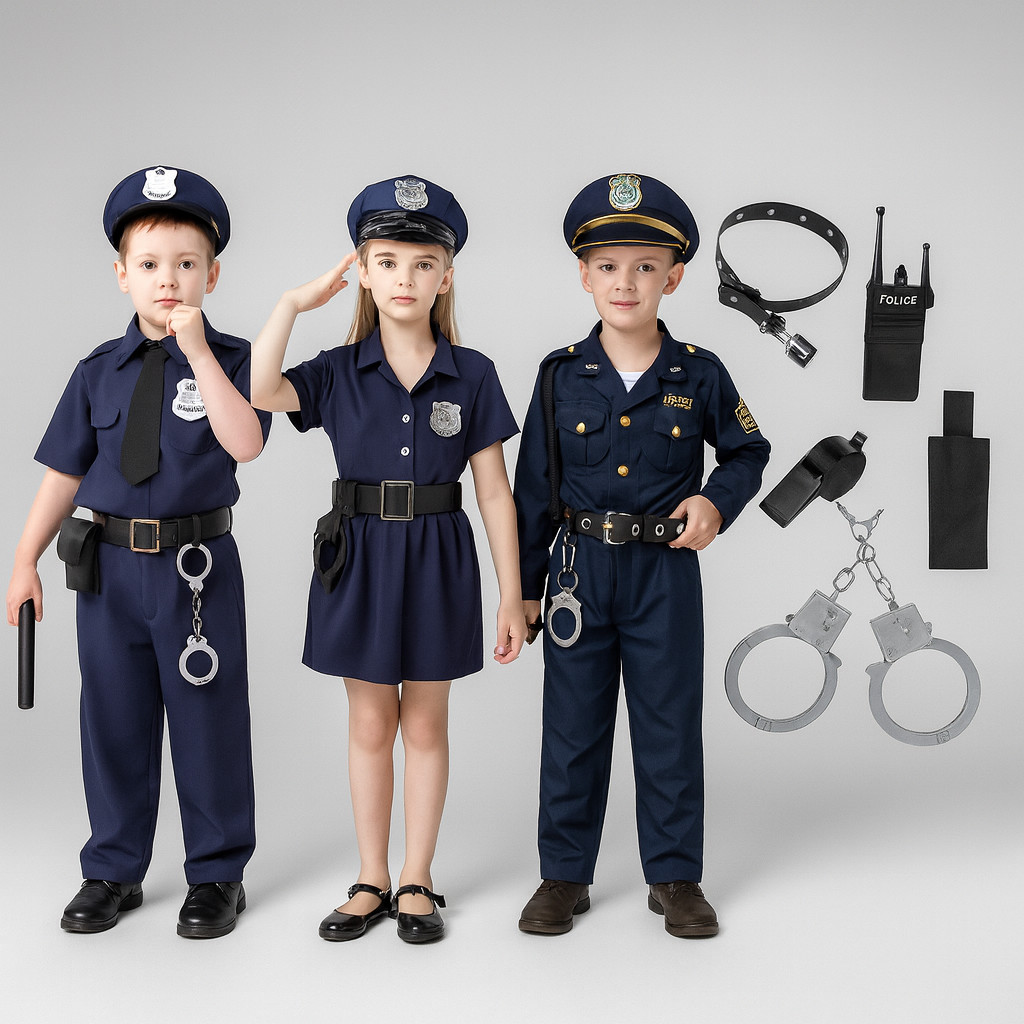 Conjunto Fantasia Policial 8 Peças Crianças Uniforme Fantasia Cosplay Até 10 anos em Oferta na Shopee