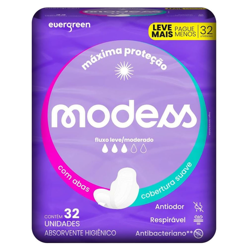 Absorvente Modess Com Abas Suave Com 32 Unidades - Health
